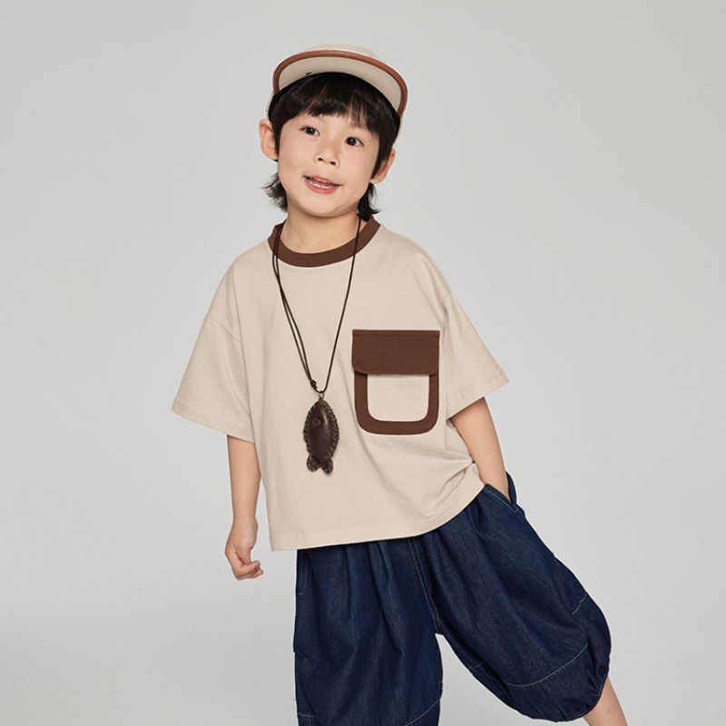 フロントポケット配色Tシャツ