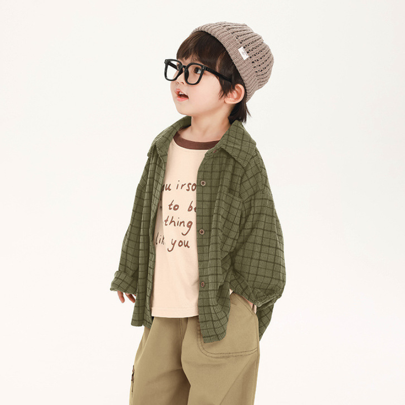 前後差コーデュロイシャツ