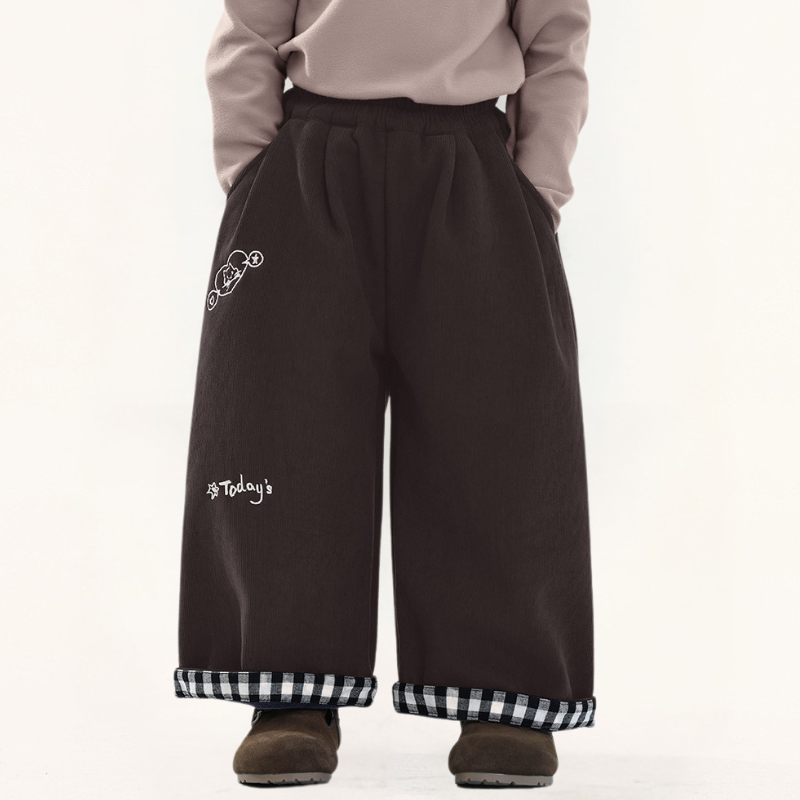 裾チェック裏ボアパンツ
