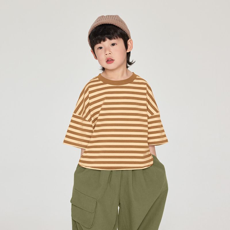 前後差ボーダーTシャツ