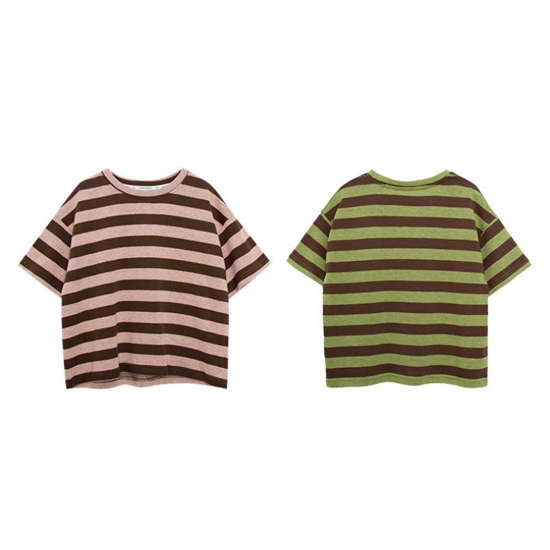 配色リブTシャツ
