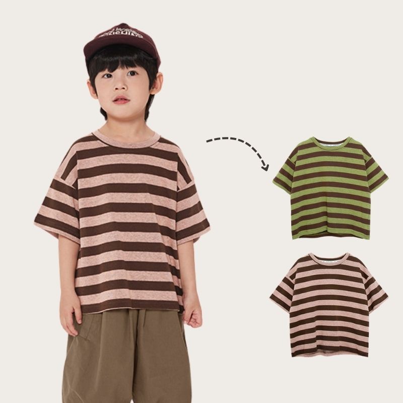 配色リブTシャツ