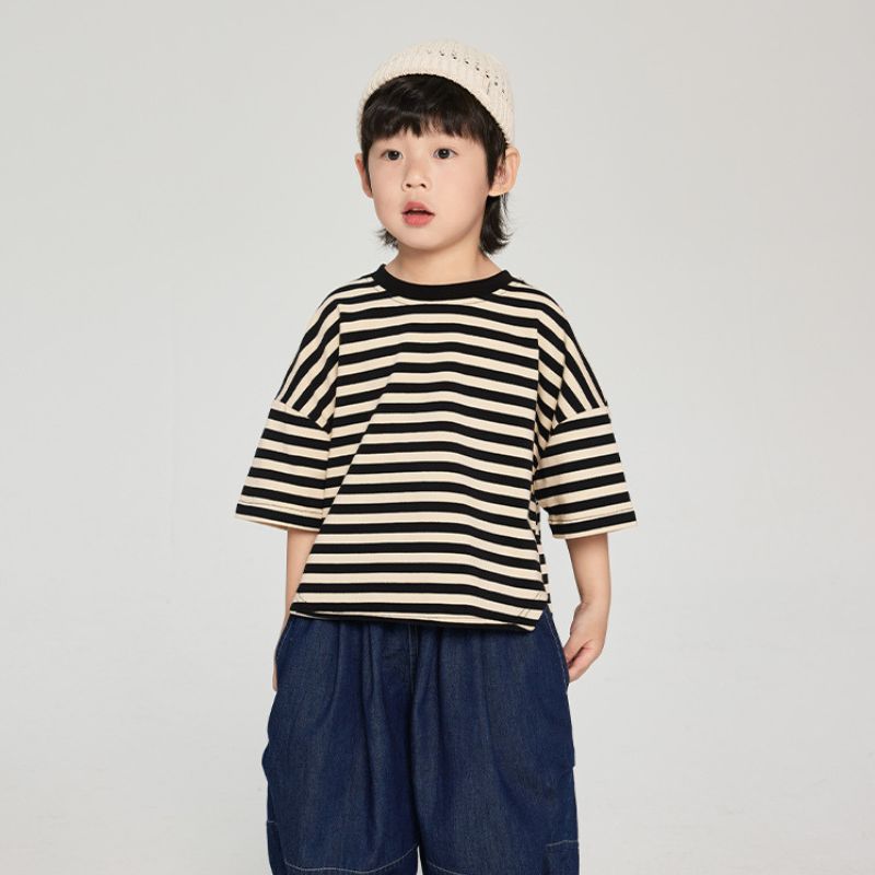 前後差ボーダーTシャツ