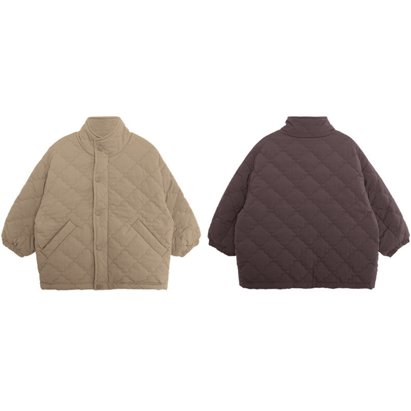 中綿入りスタンドカラーキルティングコート