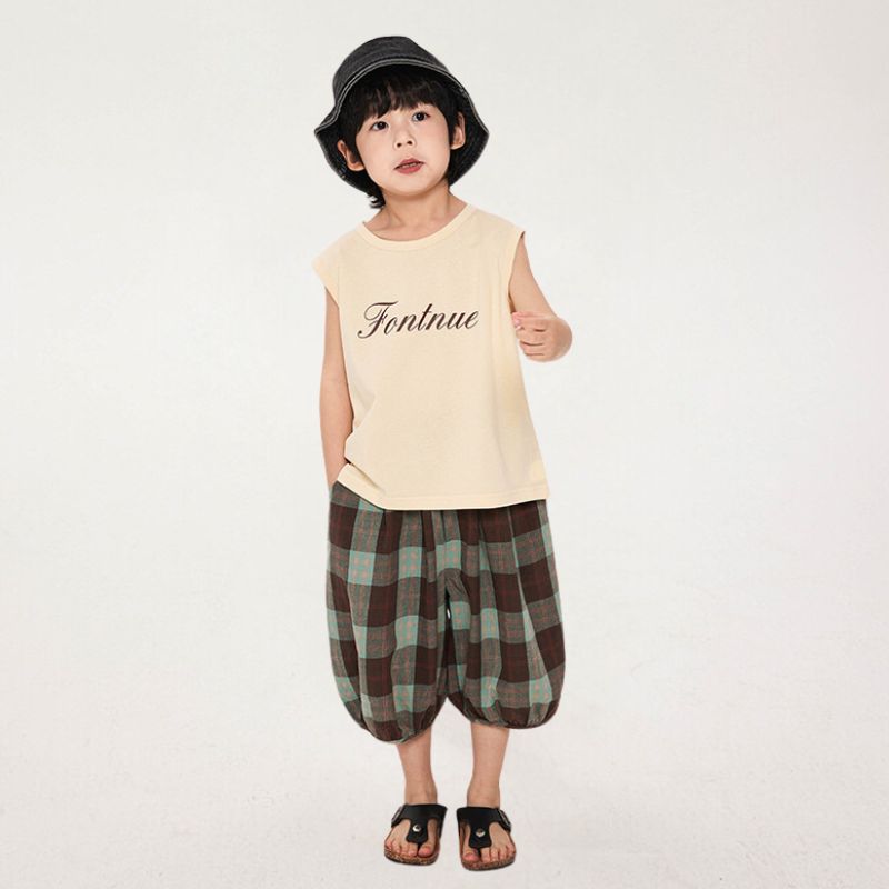 ミント配色チェック柄パンツ