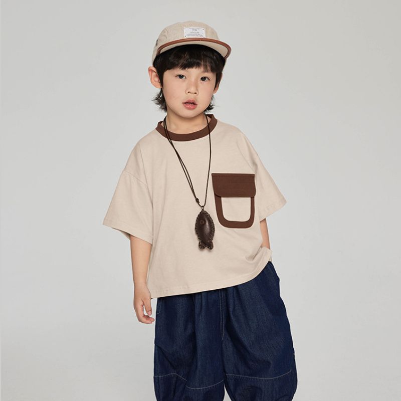 フロントポケット配色Tシャツ