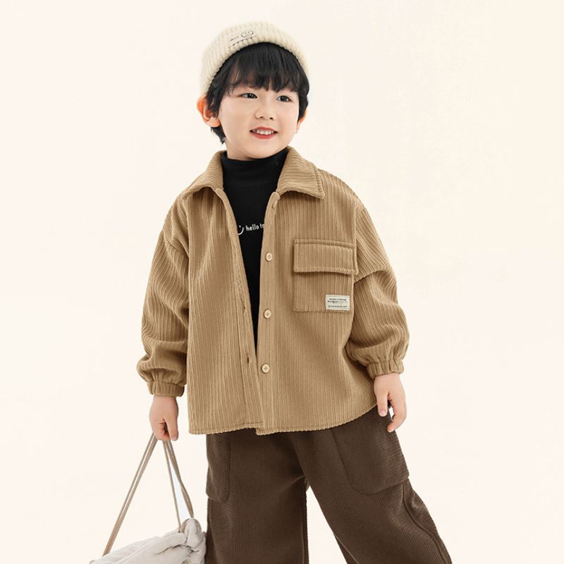 コーデュロイ素材裏起毛シャツ