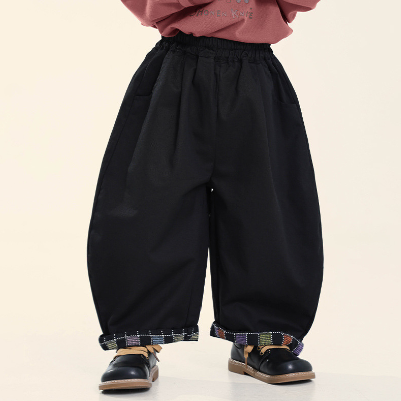 カラフルチェック巻き裾パンツ
