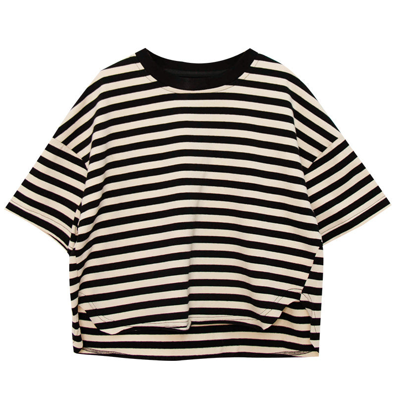 前後差ボーダーTシャツ
