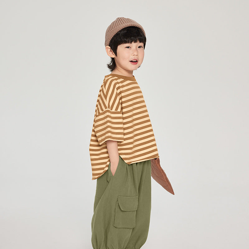 前後差ボーダーTシャツ