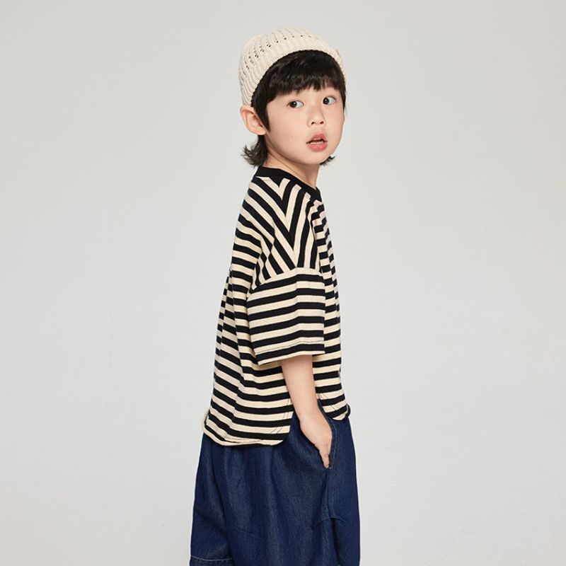 前後差ボーダーTシャツ