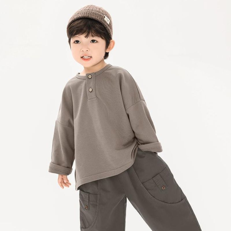 ヘンリーネック長袖Tシャツ
