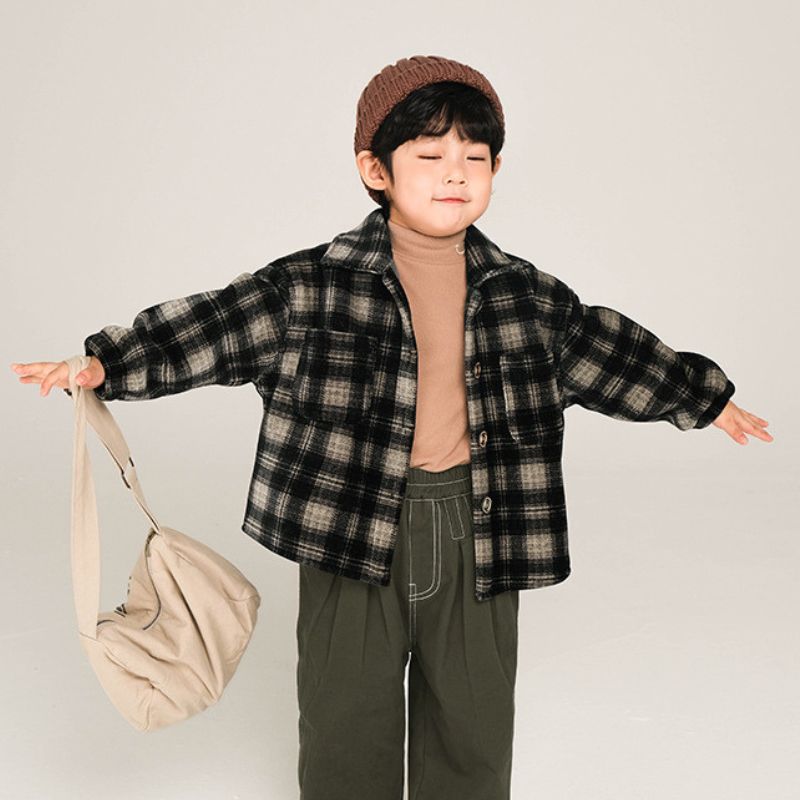 裏ボアチェック長袖シャツ