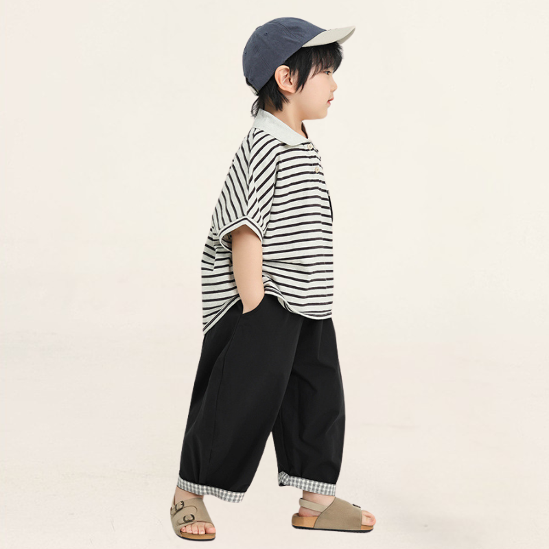 襟付きボーダーTシャツ