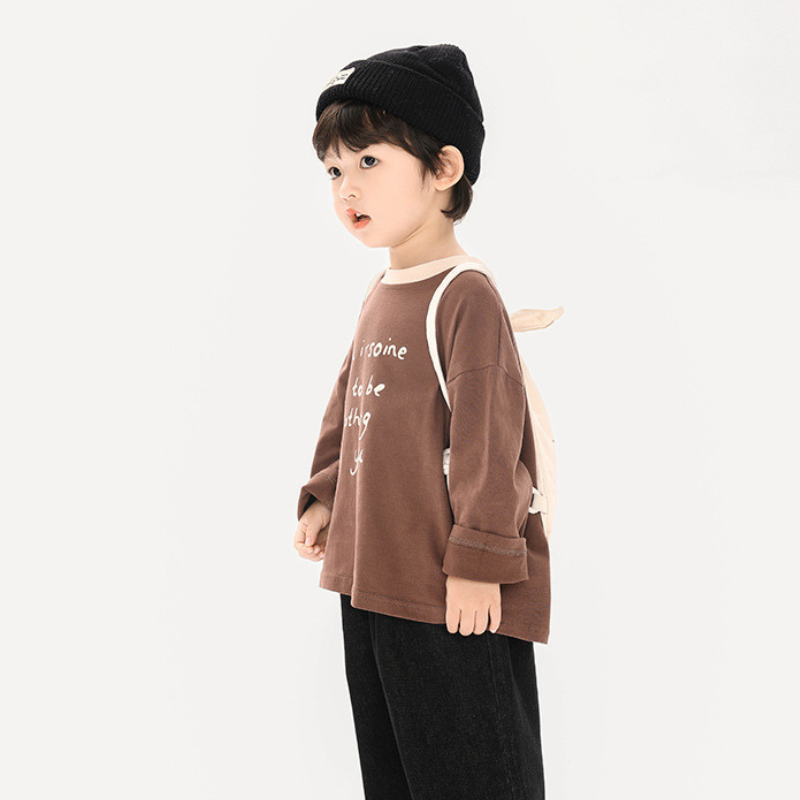 襟配色長袖Tシャツ