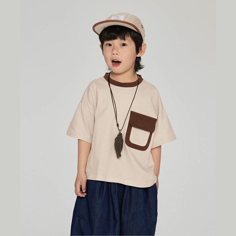 フロントポケット配色Tシャツ