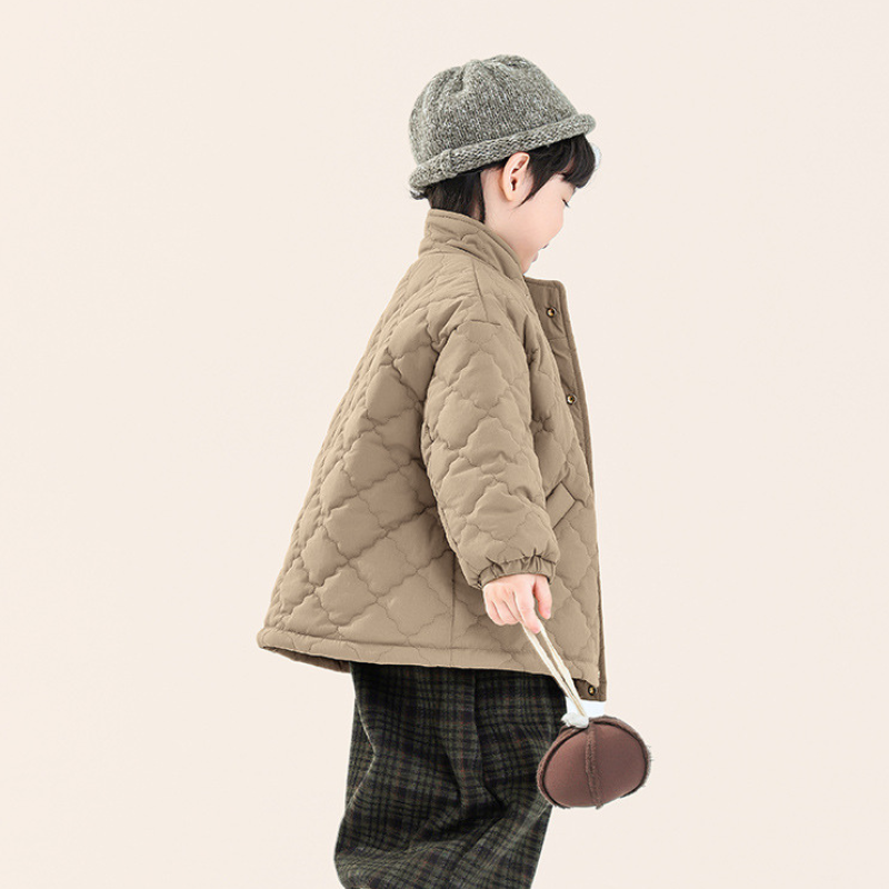 中綿入りスタンドカラーキルティングコート