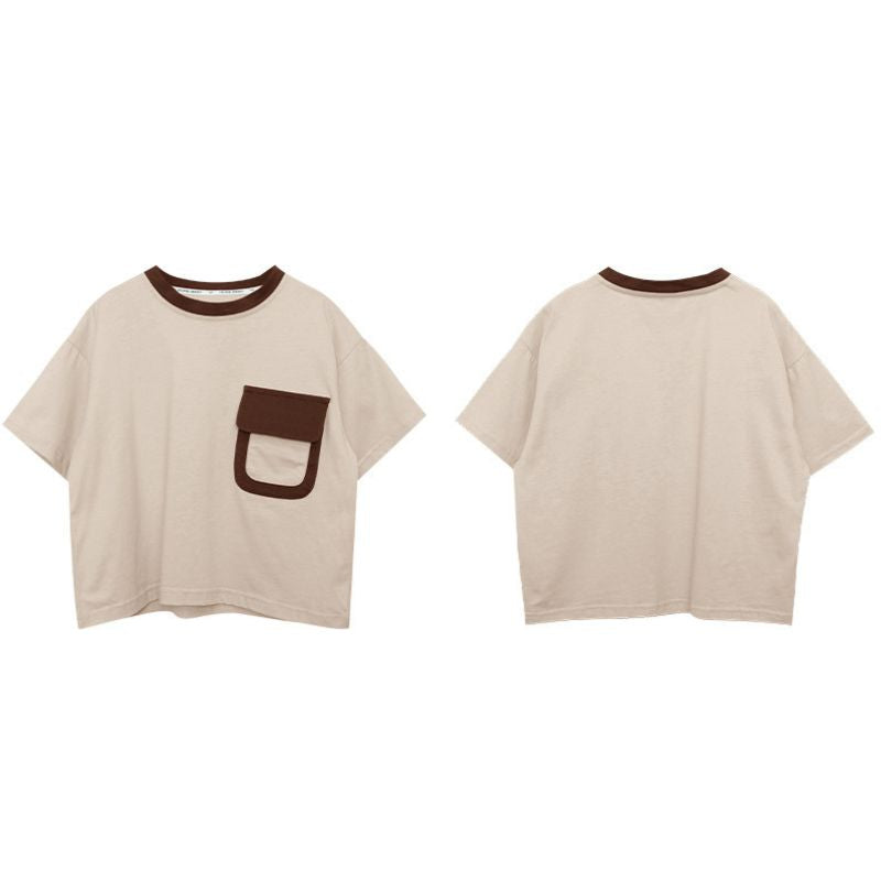 フロントポケット配色Tシャツ