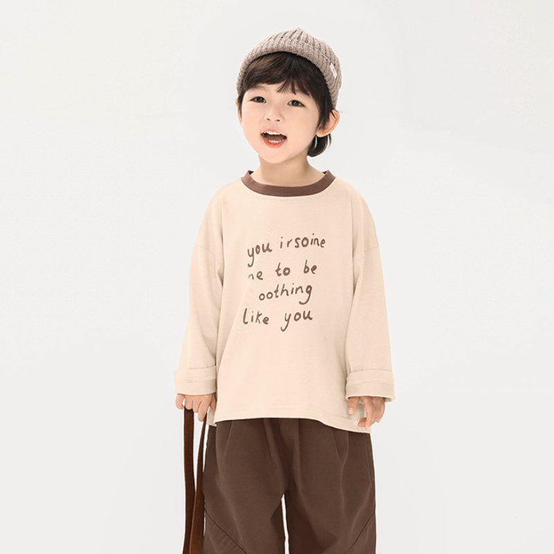 襟配色長袖Tシャツ