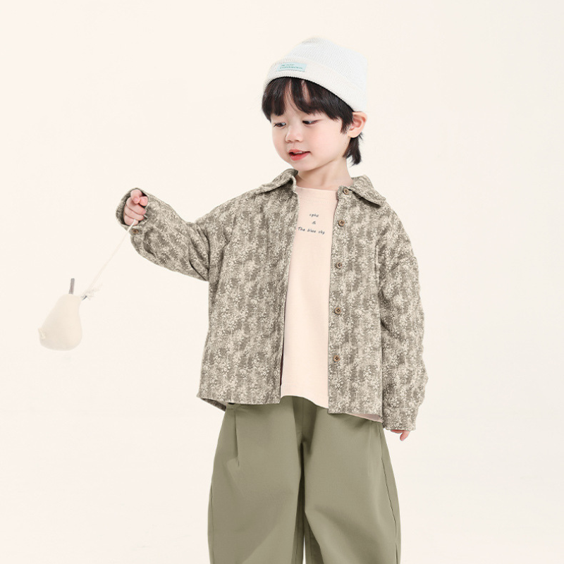 小花柄コーデュロイシャツ