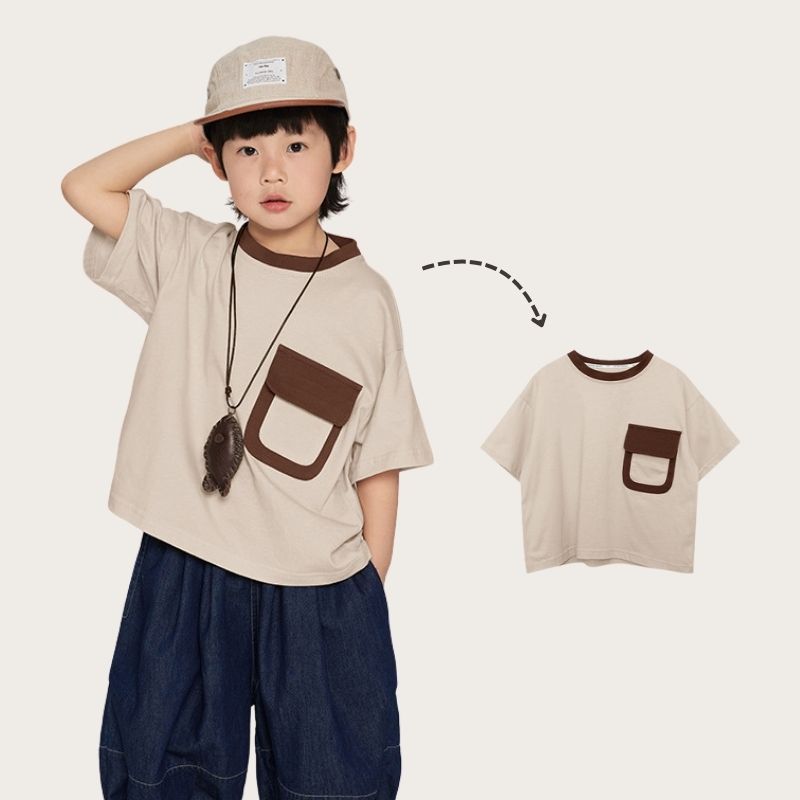 フロントポケット配色Tシャツ