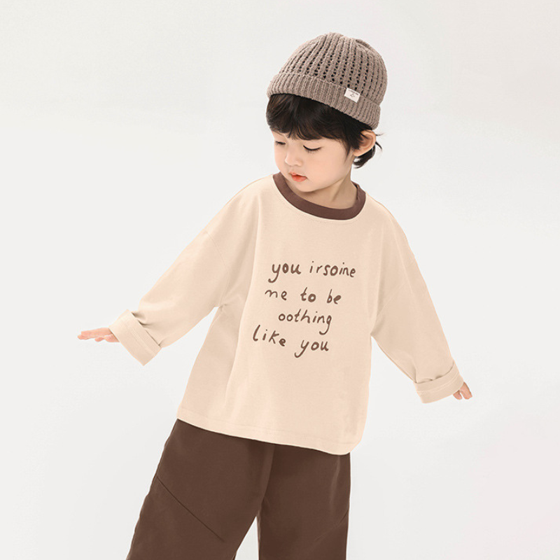 襟配色長袖Tシャツ