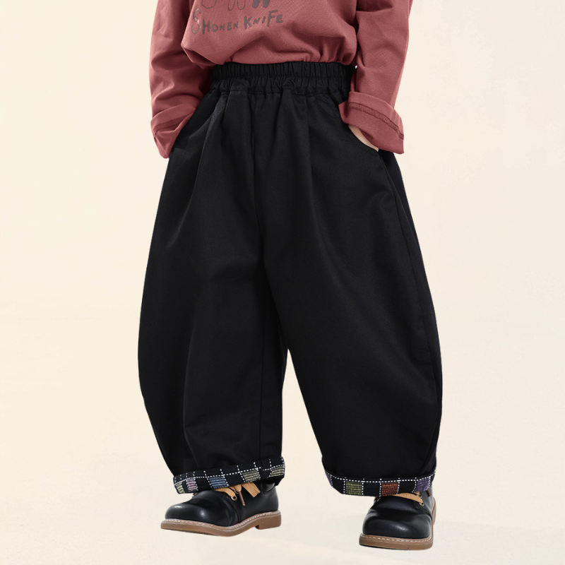 カラフルチェック巻き裾パンツ