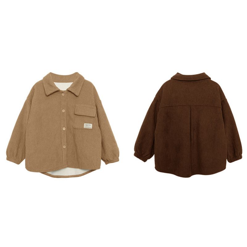 コーデュロイ素材裏起毛シャツ