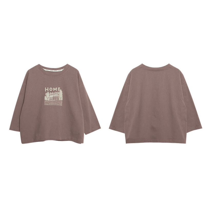 家イラスト長袖Tシャツ