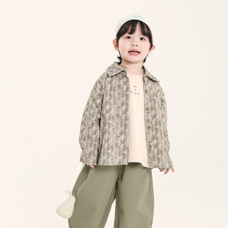 小花柄コーデュロイシャツ