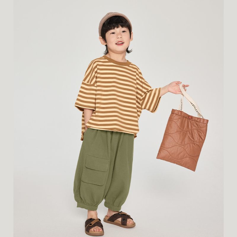 前後差ボーダーTシャツ