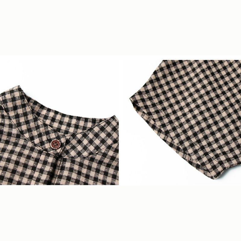 7分袖チェック柄シャツ