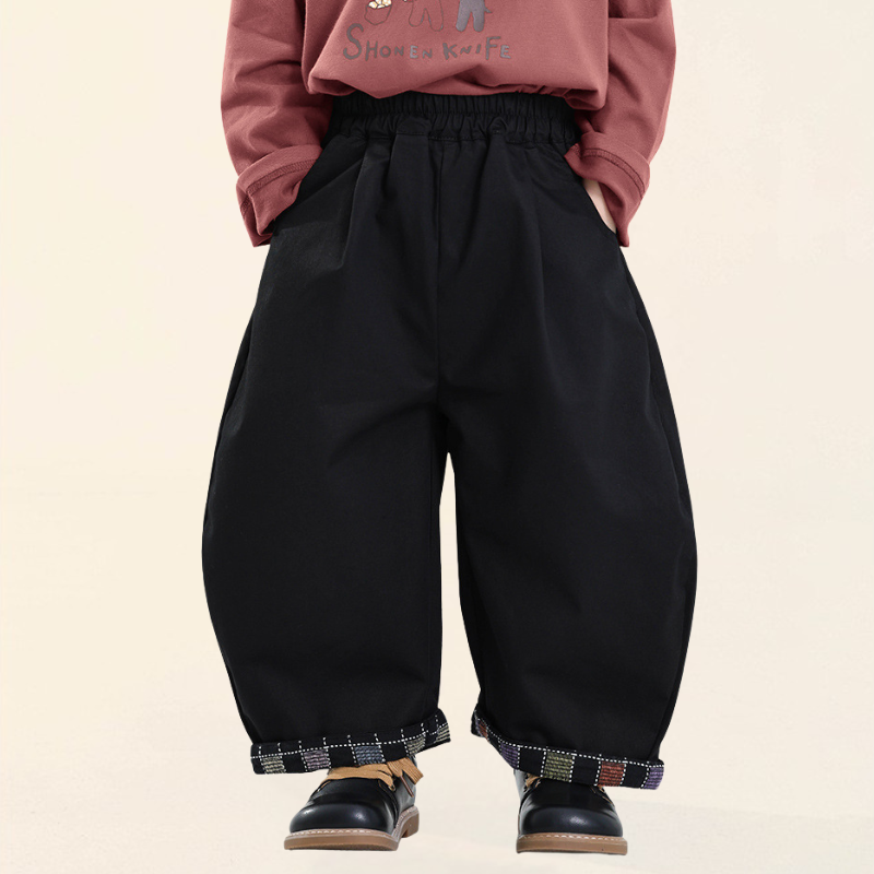 カラフルチェック巻き裾パンツ