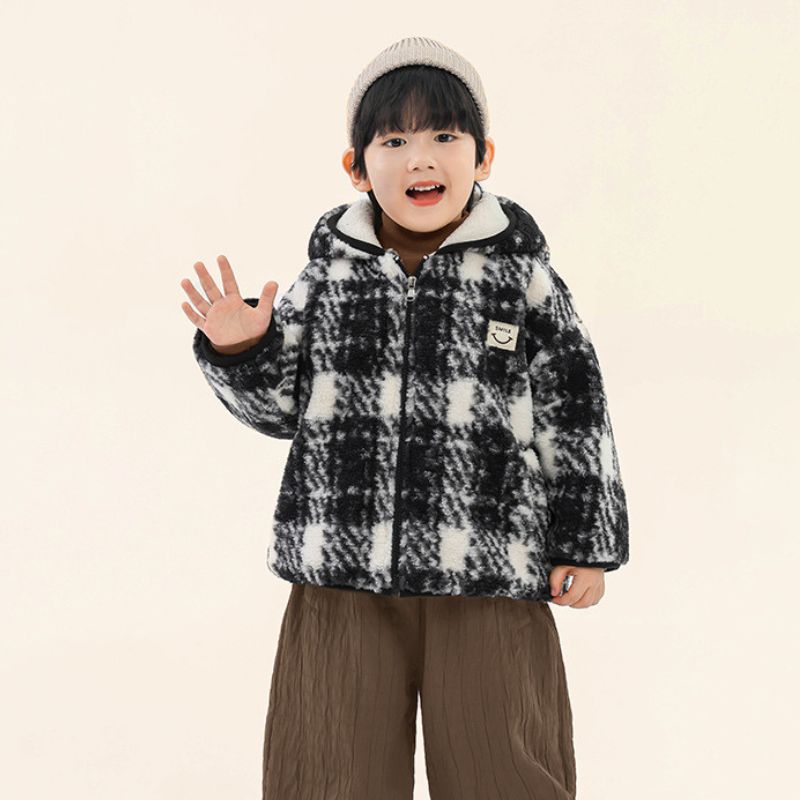 チェック柄ボアブルゾン