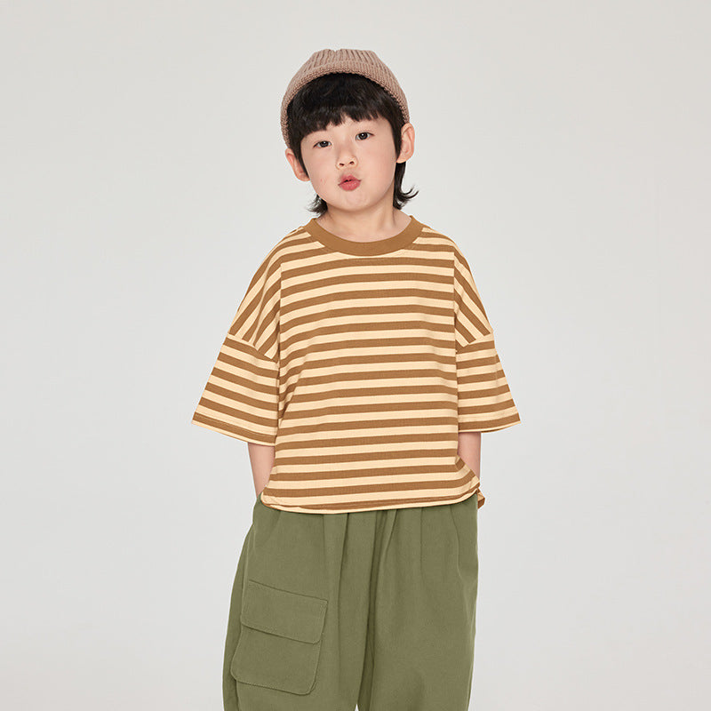 前後差ボーダーTシャツ