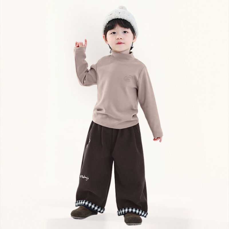 裾チェック裏ボアパンツ
