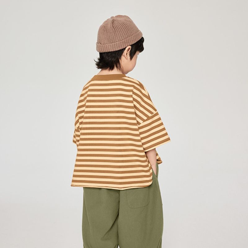 前後差ボーダーTシャツ