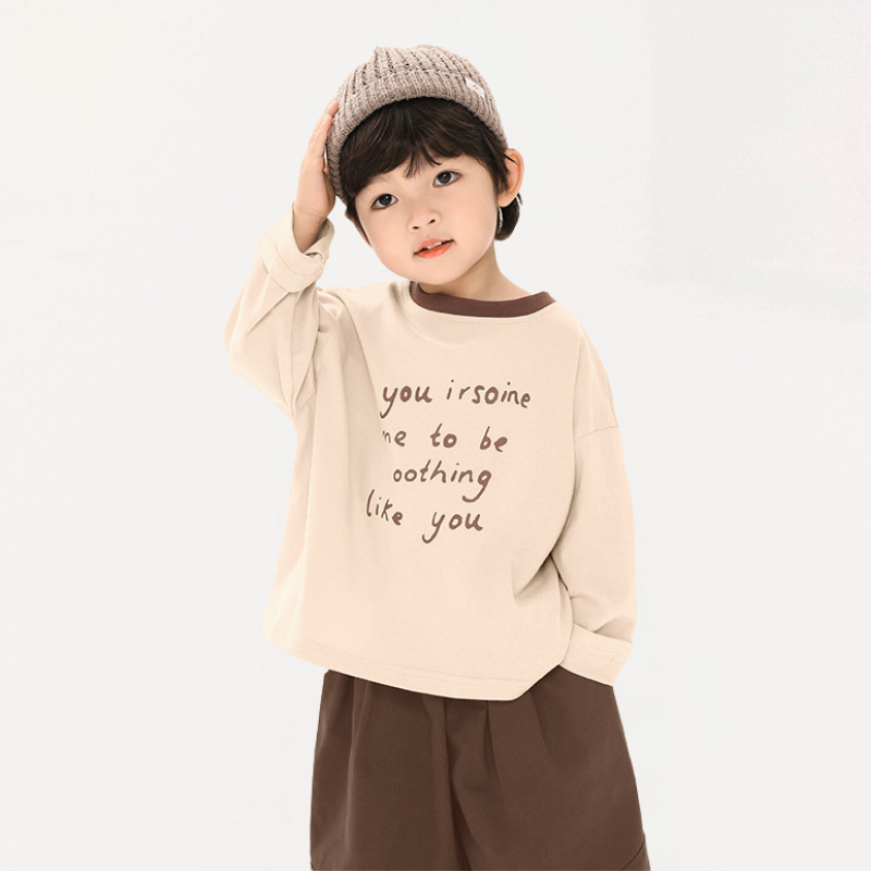 襟配色長袖Tシャツ