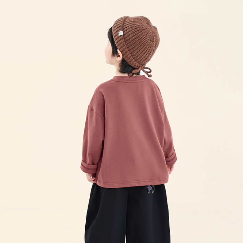 子犬プリント長袖Tシャツ