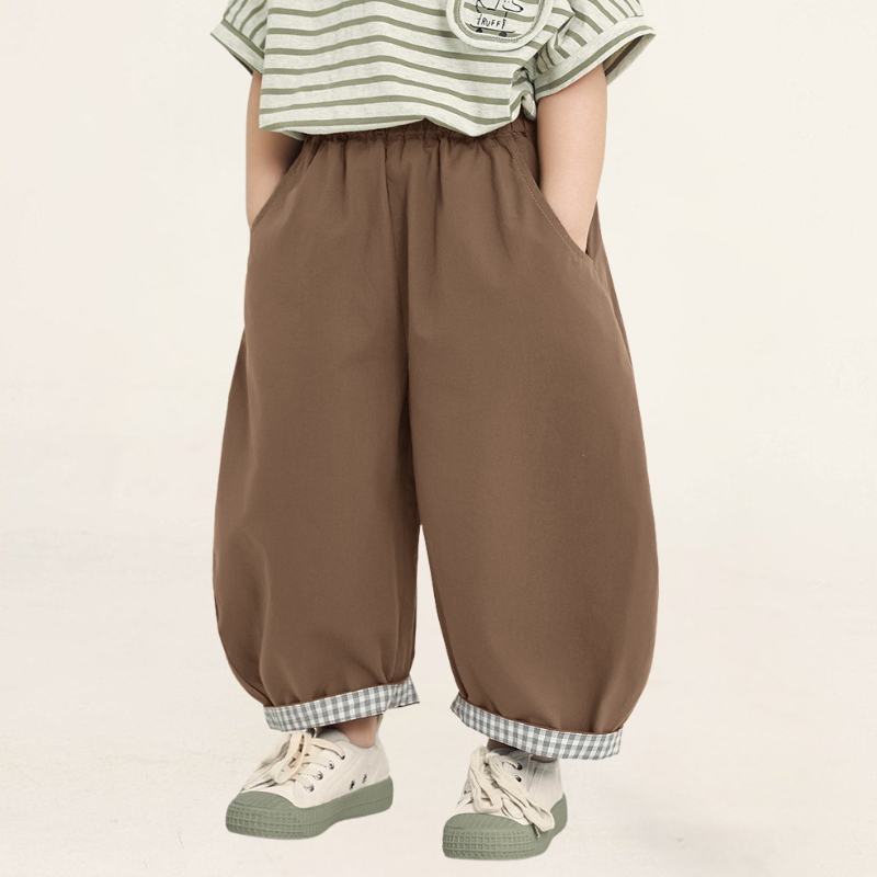 チェックロールアップパンツ
