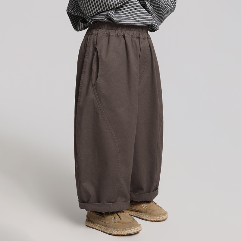 無地純綿ロングパンツ