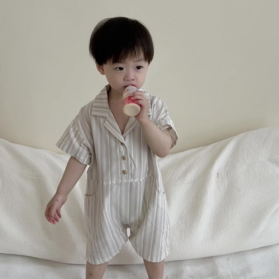 ストラップ柄シャツカバーオール