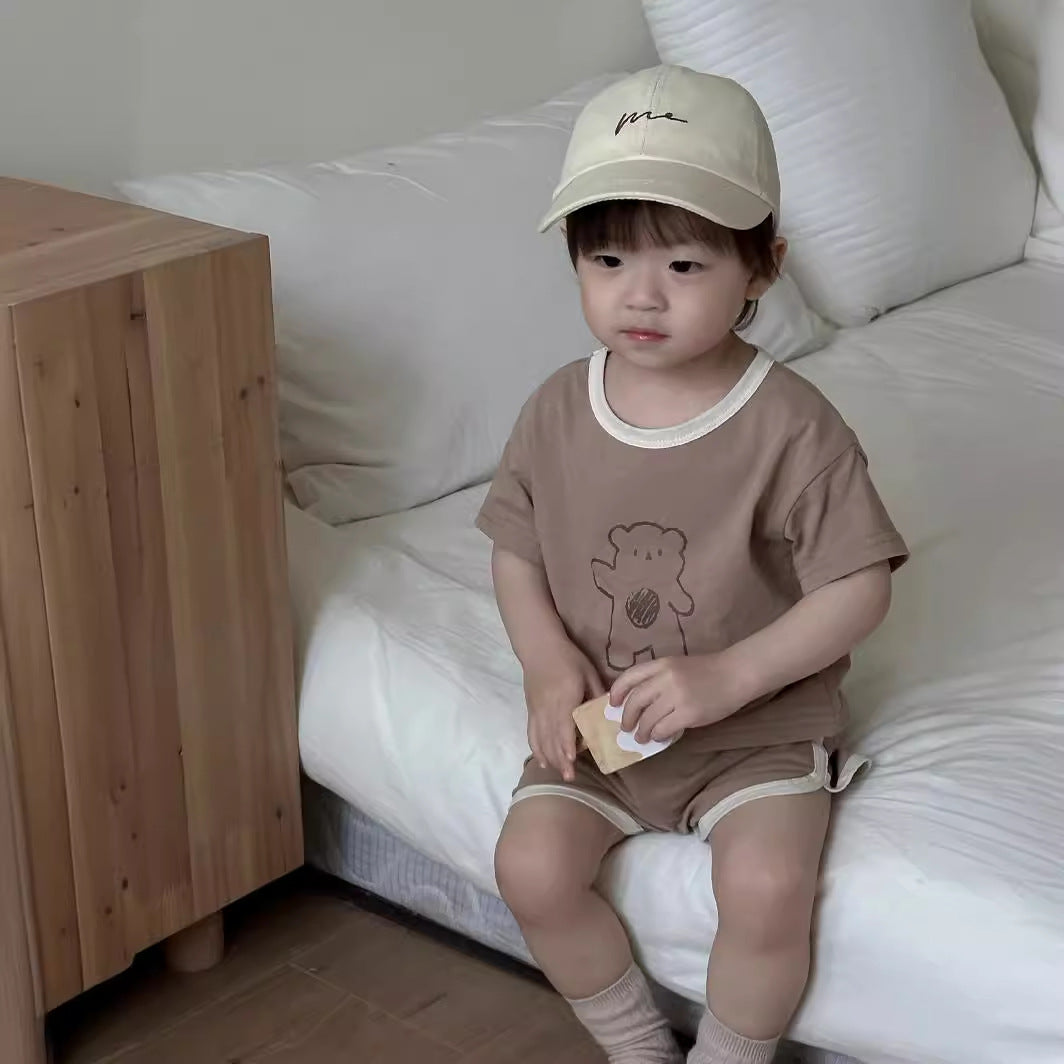 くまプリント半袖セットアップ