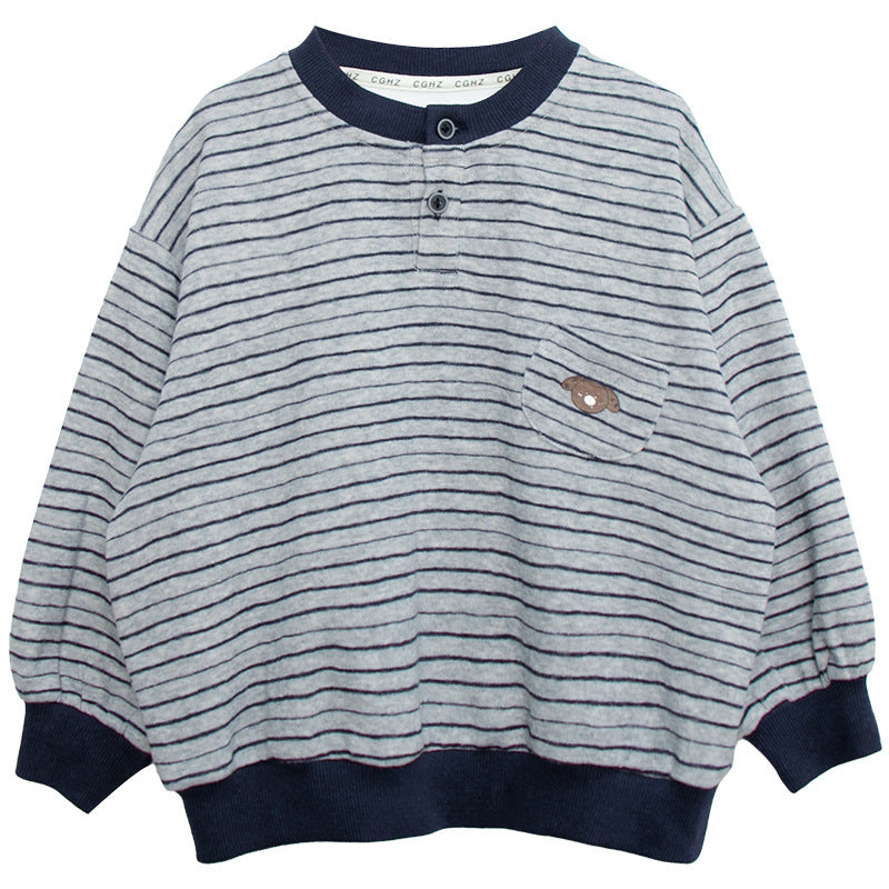 ヘンリーネックボーダースウェット