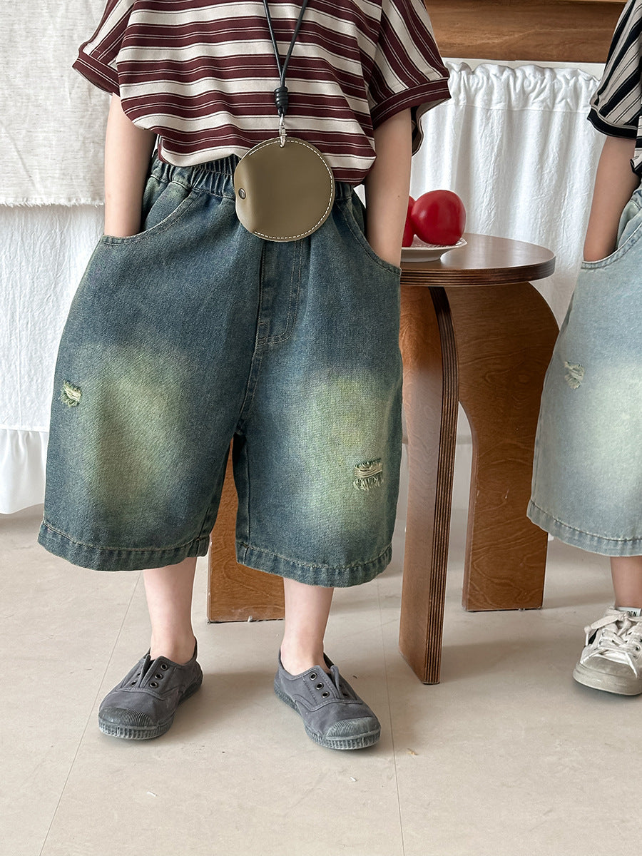 ワイド七分丈デニムパンツ