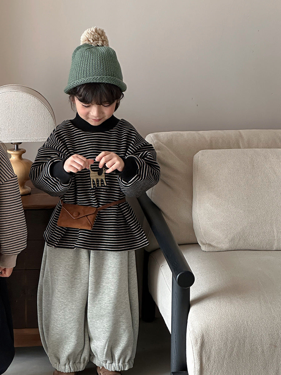 裏ボアボーダーハイネックスウェット