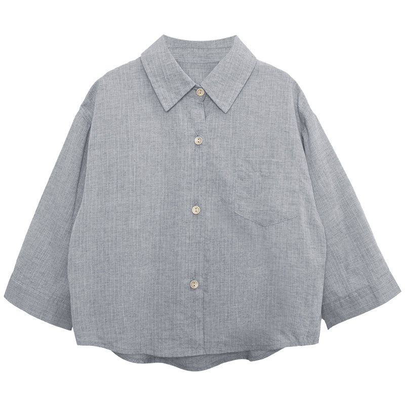 立体糸ストライプシャツ