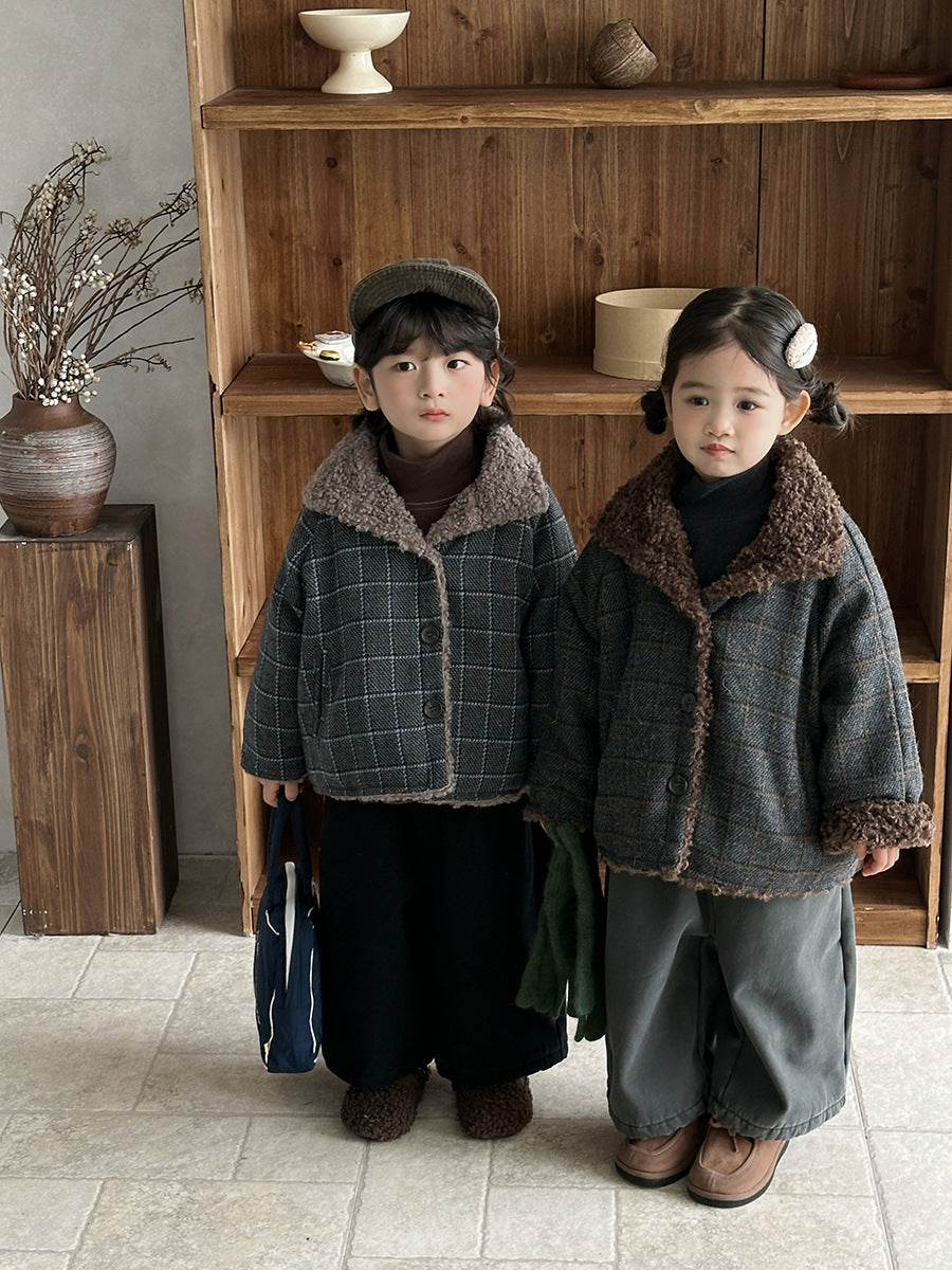 ボアフリースチェック柄コート