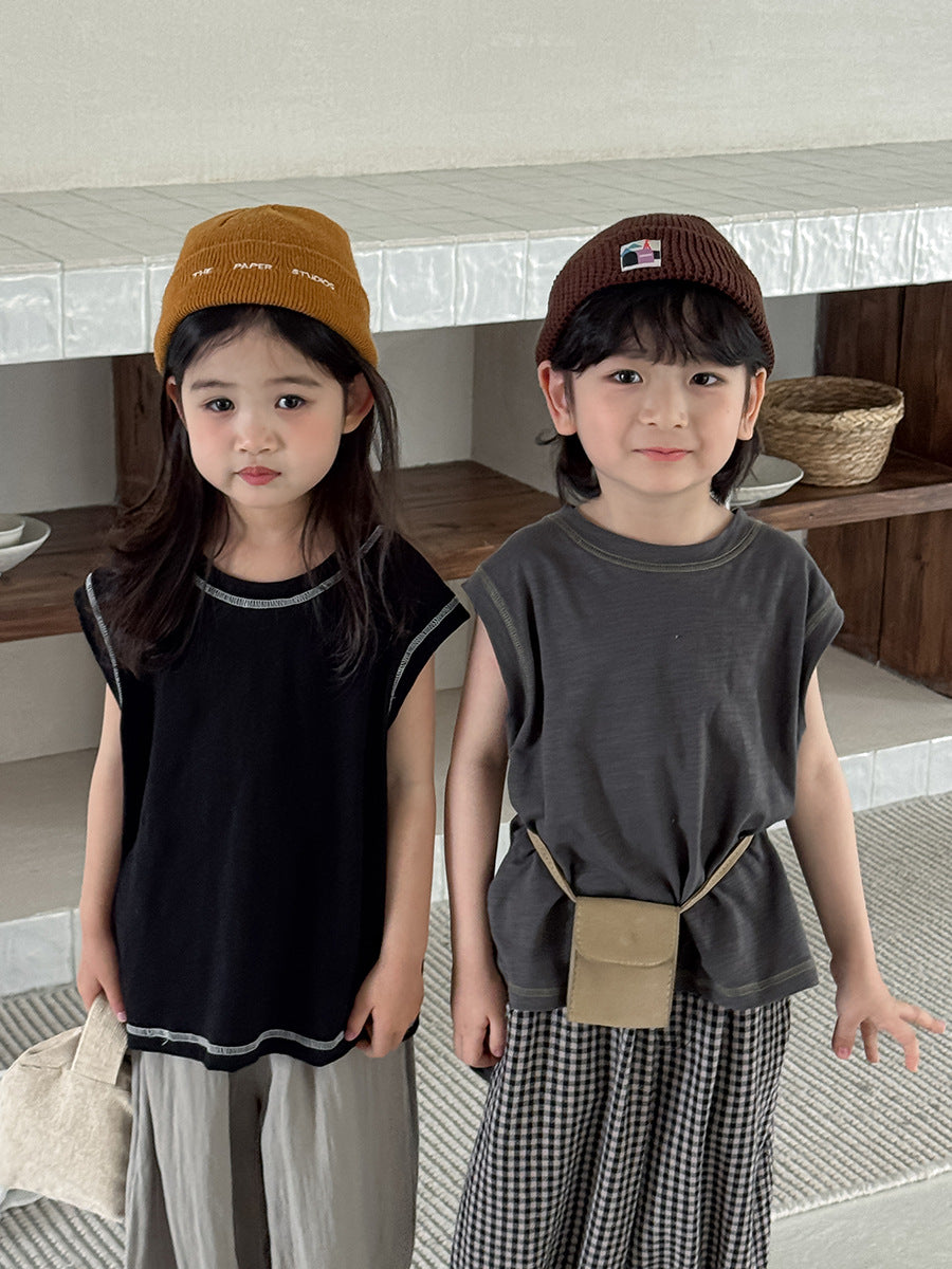 ステッチ純綿タンクトップ