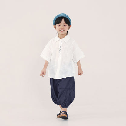 前立て刺繍半袖シャツ